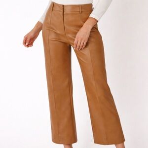 Faux Leather Wide Leg Cropped Pants